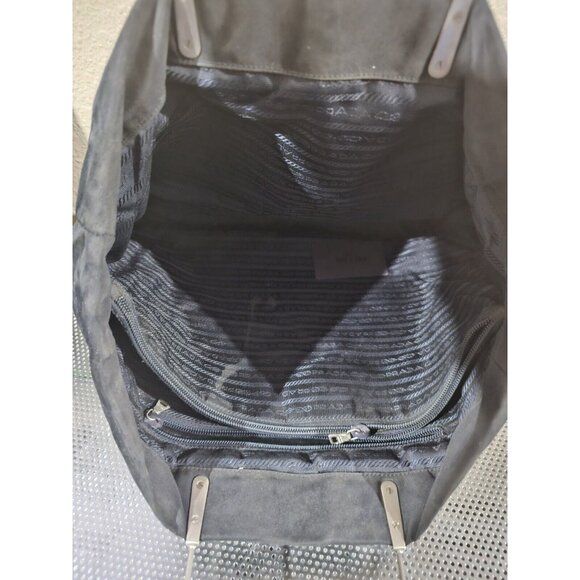 Prada Tessuto Medium Black Nylon Tote Shoulder Bag Metal Handles - Picture 4 of 8